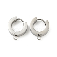 304 Stainless Steel Hoop Earring Findings, Ring, with Horizontal Loops, Stainless Steel Color, 15.5x13.5mm, Hole: 1.8mm, Pin: 1mm(STAS-A091-02P)