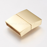304 Stainless Steel Magnetic Clasps with Glue-in Ends, Ion Plating (IP), Rectangle, Golden, 21x16.5x4.5mm, Hole: 2.5x15mm(STAS-I011-15G)