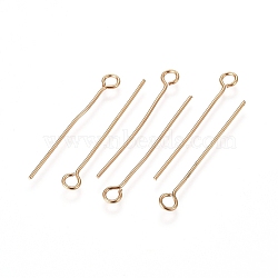 304 Stainless Steel Eye Pins, Golden, 25x0.6mm, Hole: 2mm(STAS-L238-005G-G)