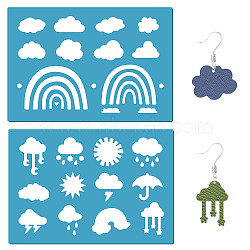 Acrylic Earring Handwork Template, Card Leather Cutting Stencils, Deep Sky Blue, Cloud Pattern, 130x90x2mm, 2pcs/set(DIY-WH0359-034)