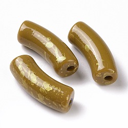 Opaque Acrylic Beads, with Glitter Powder, Curved Tube, Dark Goldenrod, 34.5x13.5x11.5mm, Hole: 3.1mm(OACR-A016-05D)