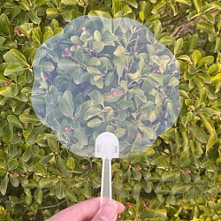 10Pcs PVC Hand Held Fan, Blank Painting Fans, for Kids DIY Crafts, Flat Round, 273x183mm(DIY-SP0002-51B)