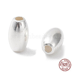 925 Sterling Silver Bead, Rice, Silver, 6x3mm, Hole: 1mm(STER-H106-03B-S)