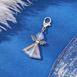 Angel Glass Pendant Decorations, Lobster Claw Clasps Charms for Bag Ornaments, Clear AB, 36.5mm(HJEW-JM02776)