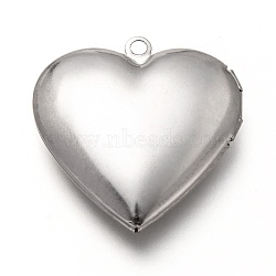 316 Stainless Steel Locket Pendants, Photo Frame Charms for Necklaces, Heart, Stainless Steel Color, 29x28.5x7mm, Hole: 2mm, Inner Diameter: 17x21mm(STAS-P268-07P)