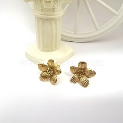 304 Stainless Steel Stud Earrings for Women, Flower, Golden, 26x23mm(TW8816-1)