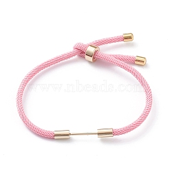Braided Nylon Cord Bracelet Making, with Brass Findings, Pink, 9-1/2 inch(24cm), Link: 30x4mm(MAK-A017-D01-02G)