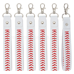 12Pcs Imitation Leather Pendant Decorations, Rectangle, Baseball, White, 188mm(KEYC-DR0001-19B)