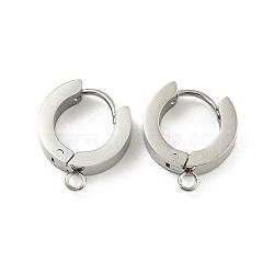 Tarnish Resistant 304 Stainless Steel Hoop Earring Findings, Ring, with Horizontal Loops, Stainless Steel Color, 15.5x13.5mm, Hole: 1.8mm, Pin: 1mm(STAS-A091-02P)