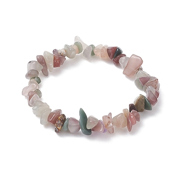 Natural Agate Chips Beaded Stretch Bracelets for Women, Inner Diameter: 1-3/4 inch(4.6cm)