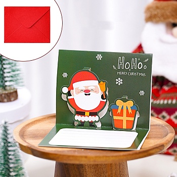 Christmas Paper Congratulation Card, Memorial Stamp Card, with Envelope, Rectangle, Santa Claus, 159x100x0.5mm