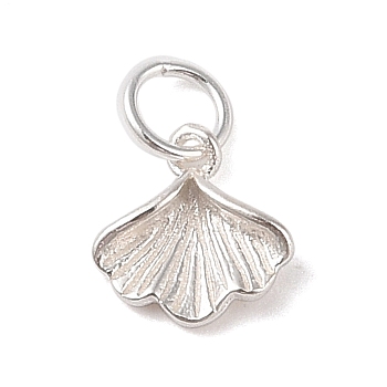 925 Sterling Silver Leaf Charms, with Jump Rings & 925 Stamp, Silver, 10x10.5x2.5mm, Hole: 4mm