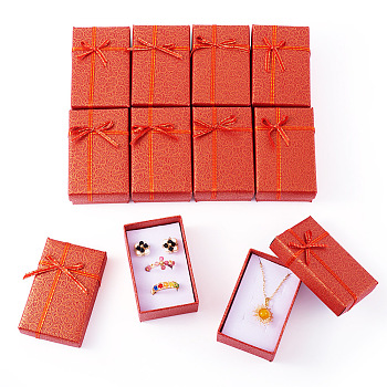 Cardboard Jewelry Set Packaging Boxes, with Sponge Inside, for Rings, Small Watches, Necklaces, Earrings, Bracelet, Rectangle, Dark Red, 7.7x4.8x2.7cm