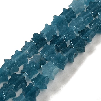 Dyed Natural White Jade Imitation Aquamarine Beads Strands, Star, 6x5.5x2mm, Hole: 0.8mm, about 75pcs/strand, 14.57 inch(37cm)