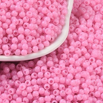 Opaque Acrylic Beads, Round, Pearl Pink, 3x2.5mm, Hole: 1.2mm, about 48000pcs/500g