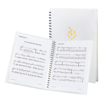 Plastic Piano Sheet Folder, Binder Music Holder, Spiral Notebook Binder Organizer, Rectangle, Musical Note Pattern, 320x240x18mm, 20 sheets(40 pages)/book