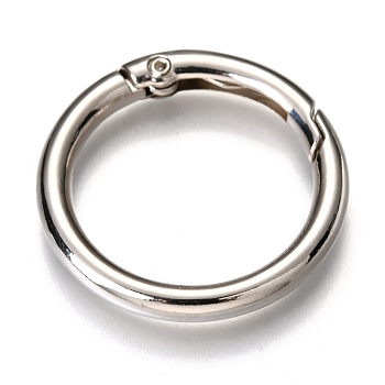 Zinc Alloy Spring Gate Rings, O Rings, Platinum, 33x4mm, Inner Diameter: 26mm