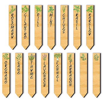 15Pcs 15 Style Wood Plant Labels, for Seed Potting, Herbs, Flowers, Vegetables, 152.4x25.4x3mm, 1pc/style