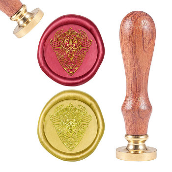 CRASPIRE DIY Scrapbook, Brass Wax Seal Stamp, with Natural Rosewood Handle, Owl Pattern, 25mm