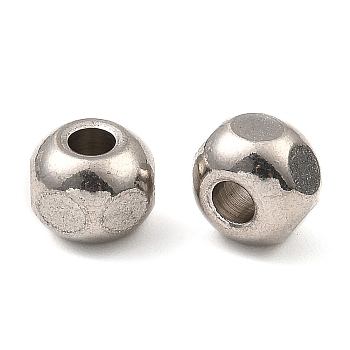 304 Stainless Steel European Beads, Large Hole Beads, Rondelle, Stainless Steel Color, 10x8mm, Hole: 4mm