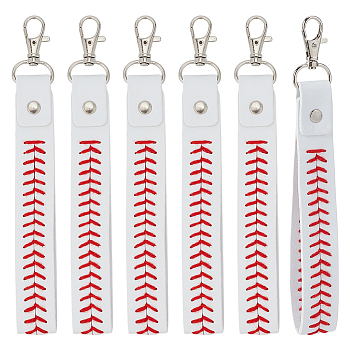 12Pcs Imitation Leather Pendant Decorations, Rectangle, Baseball, White, 188mm