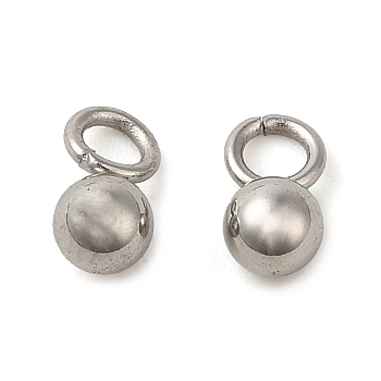 304 Stainless Steel Charms, Ball Charm, Stainless Steel Color, 6x3mm, Hole: 2mm