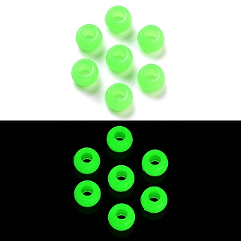 Luminous Acrylic Beads, Glow in the Dark, Round, Sea Green, 9x6mm, Hole: 4mm, about 1851pcs/500g