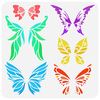 PET Hollow Out Drawing Painting Stencils, for DIY Scrapbook, Photo Album, Wing Pattern, 30x30cm