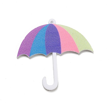 Acrylic Pendants, Umbrella, Colorful, 41x44x2mm, Hole: 1.6mm