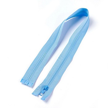 Garment Accessories, Nylon and Resin Zipper, with Alloy Zipper Puller, Zip-fastener Components, Sky Blue, 57.5x3.3cm