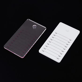 2Pcs 2 Colors Acrylic False Eyelashes Display Board, Faux Eyelash Extention Storage Card, with Reference Number 7~15mm, Mixed Color, 13.2x7.25x0.5cm, 1pc/color