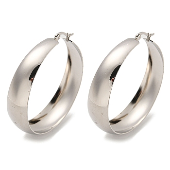 202 Stainless Steel Hoop Earring, with 304 Stainless Steel Pins for Women, Stainless Steel Color, 53.5x13mm