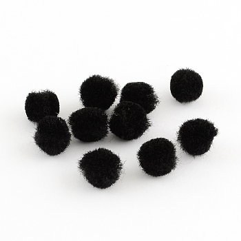 DIY Doll Craft Pom Pom Yarn Pom Pom Balls, Black, 10mm, about 2000pcs/bag