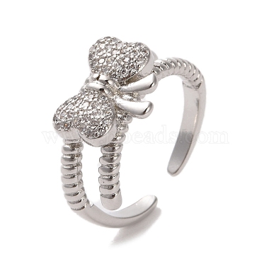 Clear Bowknot Brass+Cubic Zirconia Finger Rings