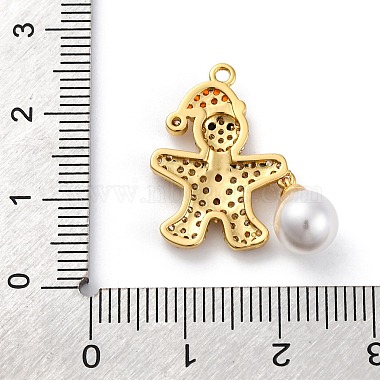 pendentifs en laiton avec micro pavé de zircones cubiques en forme de Père Noël(KK-Q010-03G)-3