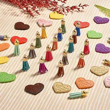 20Stück 10 Farben Herz mit Wort Lovdy Home Sweet Love Anhänger aus PU-Leder(FIND-SZ0001-66)-2