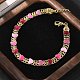 Heart Brass Enamel Link Chain Bracelets for Women(BJEW-B125-04G)-1