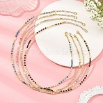 Natural Mixed Gemstone Faceted Round & Round Electroplate Synthetic Non-magnetic Hematite & Natural Pearl Beaded Necklaces, Golden, 17.87 inch(45.4cm)(NJEW-JN06549)