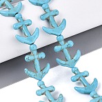 Synthetic Turquoise Beads Strands, Anchor, Light Sky Blue, 20.5~22x15~16x3~4mm, Hole: 0.7~1.2mm, about 18pcs/strand, 14.96 inch(38cm)(G-N364-04A-01)