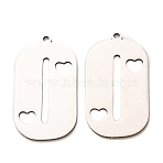 201 Stainless Steel Pendants, Number 0 with Heart Charms, Laser Cut, Cut-Out, Stainless Steel Color, 27x15x1mm, Hole: 1.5mm(SA-CBA49C1-03P)