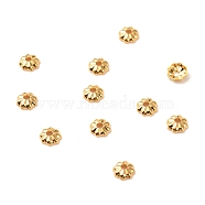 Brass Bead Cap, Long-Lasting Plated, Flower, Multi-Petal, Real 18K Gold Plated, 3.5x1mm, Hole: 1mm(KK-F824-028G)