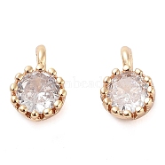 Brass Micro Pave Cubic Zirconia Charms, Real 18K Gold Plated, Round, Clear, 5.5x4x3mm, Hole: 1.2mm(KK-U028-19G-01)