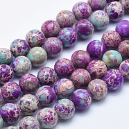 Natural Imperial Jasper Beads Strands, Dyed, Round, Blue Violet, 6mm, Hole: 1mm, about 62pcs/strand, 15.5 inch(G-I122-6mm-15)