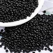 MIYUKI Round Rocailles Beads, Japanese Seed Beads, 8/0, (RR401) Black, 8/0, 3mm, Hole: 1mm, about 19000~20500pcs/pound(SEED-G008-RR0401)