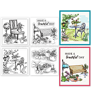 4Pcs 4 Styles PVC Stamp, for DIY Scrapbooking, Other Plants, 55x55mm, 1pc/style(DIY-WH0487-0010)