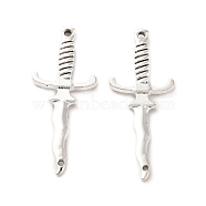 Tibetan Style Alloy Connector Charms, Sword Links, Nickel, Antique Silver, 40x16x2.8mm, Hole: 1.5mm and 1mm, about 312pcs/500g(TIBE-B001-09AS)