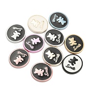 Opaque Resin Cabochons, Flat Round with Bear, Mixed Color, 24x22x4mm(RESI-D003-03)