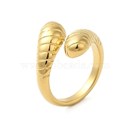 304 Stainless Steel Cuff Rings for Women, Teardrop, Golden, Inner diameter: 17mm(RJEW-U013-04G)