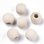 Natural Unfinished Wood Beads, Macrame Beads, Round Wooden Large Hole Beads for Craft Making, Antique White, 15x13mm, Hole: 6mm(WOOD-Q038-15mm)