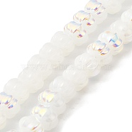 AB Color Plated Electroplate Glass Beads, Two Tone, Pumpkin, WhiteSmoke, 9x11x12mm, Hole: 1.2mm, about 74pcs/strand, 23.23 inch(59cm)(GLAA-G106-02A-AB02)